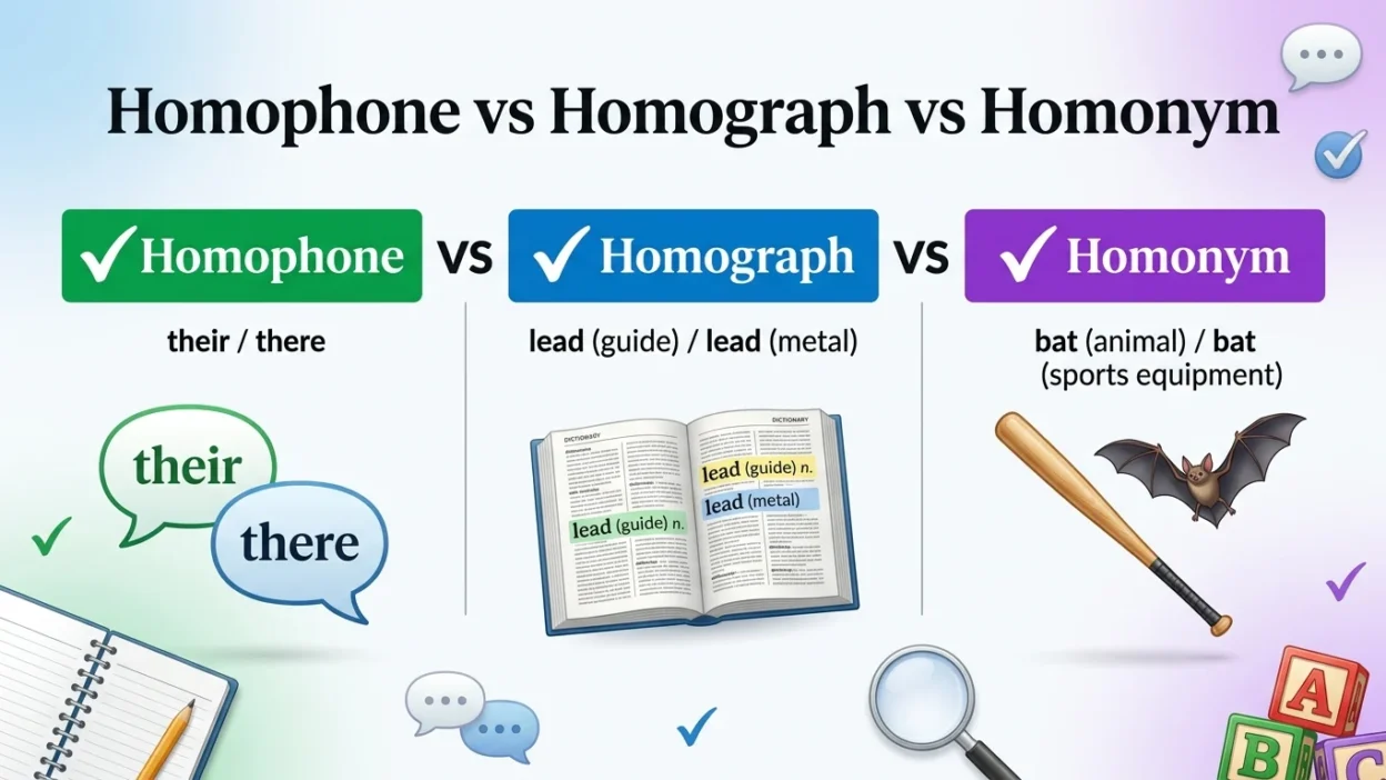 Homophone vs Homograph vs Homonym